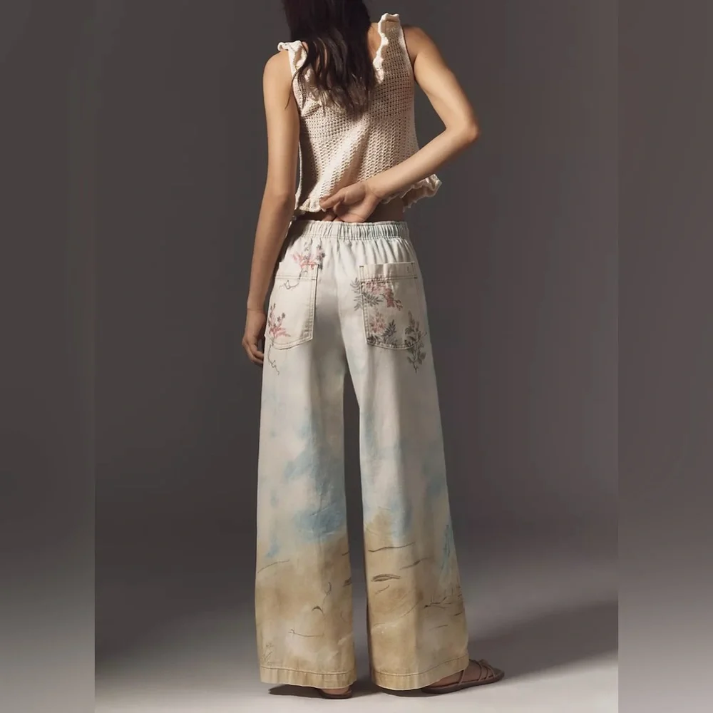 NWT Anthropologie Pilcro Pull-On High-Rise Wide-Leg Jeans - small * RARE * - Picture 4 of 10